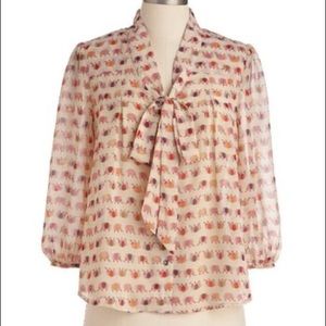 Modcloth Painted Pachyderm Blouse, size small